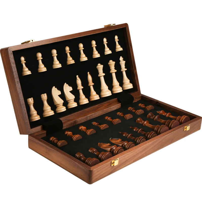 Chess Set Grade Wooden Folding Big 39*39cm Traditional Classic Handwork Solid Wood Pieces Chessboard Gift Board Game