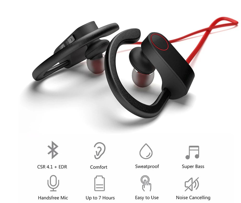 U8 Wireless Earphone Bluetooth 4.1 Headset with Microphone Ear Hook Sport Cordless Phone Bluetooth Earbuds Earpieces
