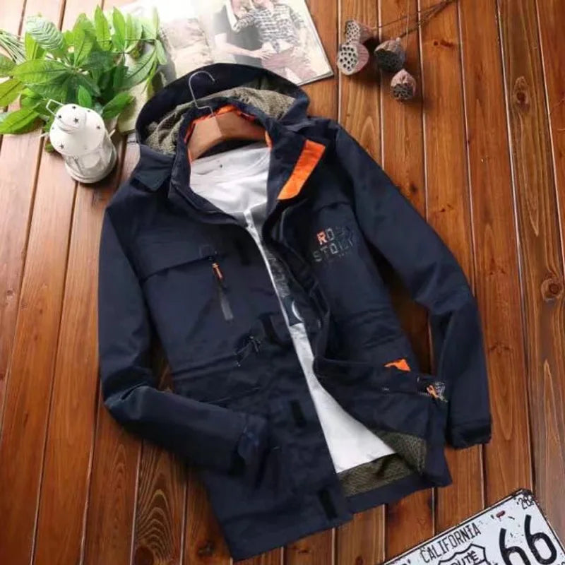 Men's Windbreaker Tactical Waterproof Jacket Skin Soft Shell Clothes Flight Pilot Hood Coat Climbing Field Jacket