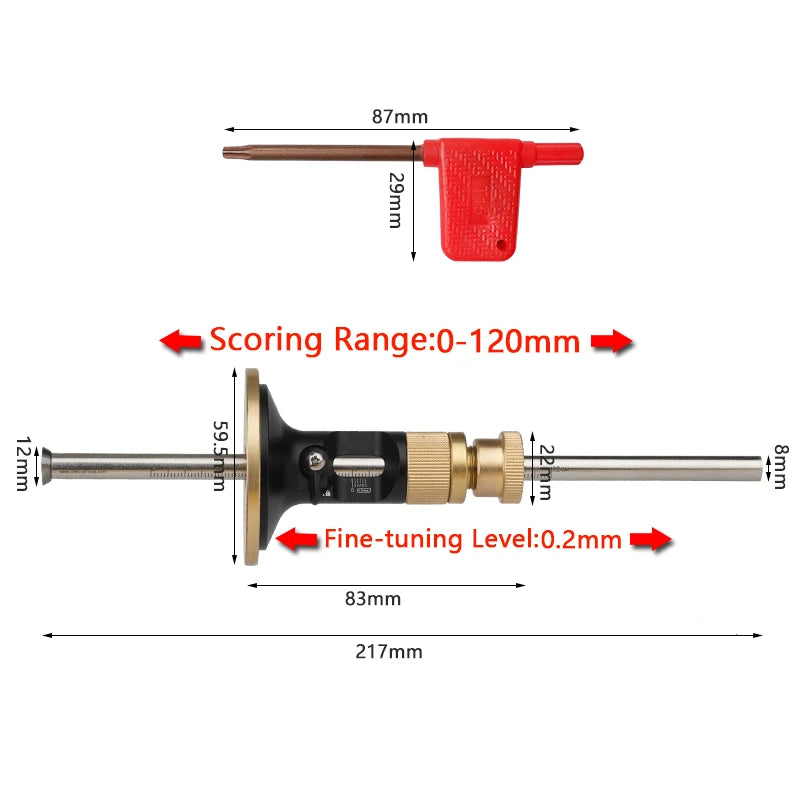 Precision European Scriber Ruler Marking Gauge Fine-tuning Automatic Alloy Line Scribing Depth Carpentry Measurement Tools