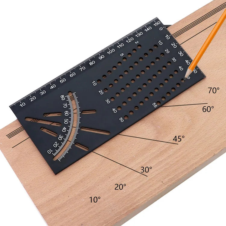 Aluminum Alloy 3D Mitre Angle Measuring Ruler 45 90 Degree Square Woodworking Angle Ruler Multifunctional Marking Gauge Tool