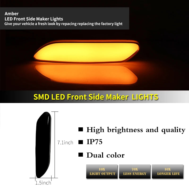 Amber LED Car Front Bumper Side Marker Indicator Lights Turn Signal Light For MINI Cooper R60 Countryman & R61 Paceman 2011-2016