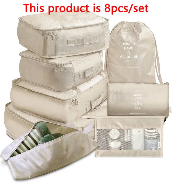 6/8/9pcs/Set Travel Organizer Storage Bags Suitcase Packing Set Storage Cases Luggage Organizer Clothes Bra Shoe Tidy Pouch Bag