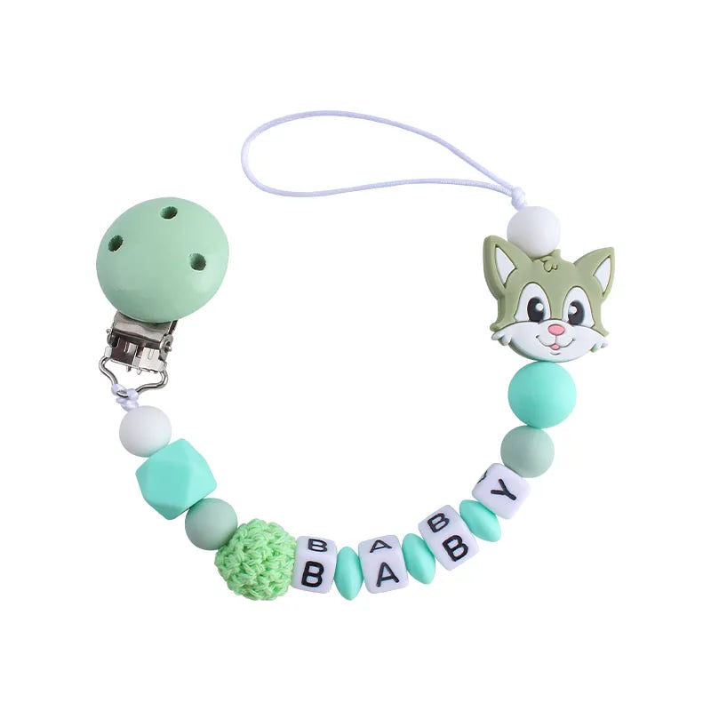 Custom Free personalized Name baby pacifier holder chain Handmade silicone crown safe teether Newborn Chew Gift