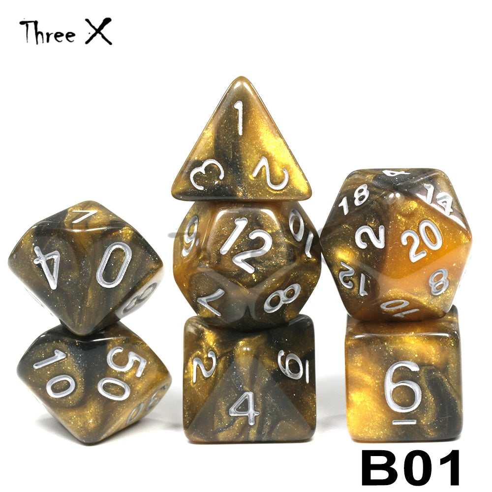 High Quality 15 color Creative Universe Galaxy Dice Set of D4-D20 Glitter Powder Amazing Effect for DNDGame Tabletop TRPG Games
