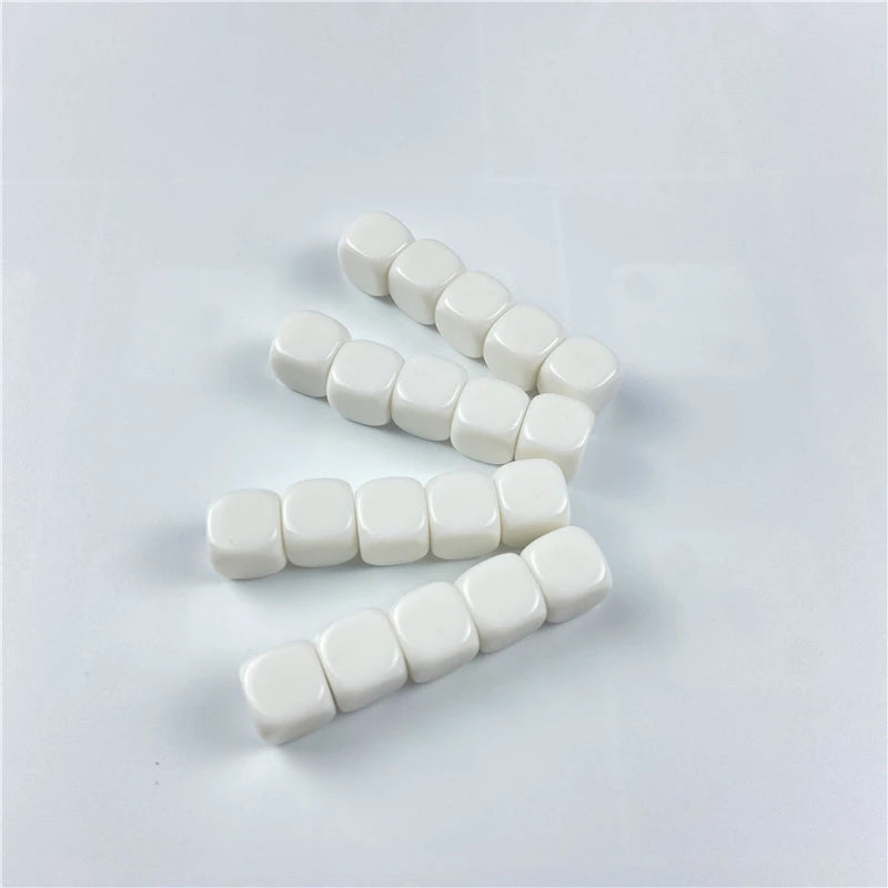 10pcs White 10/12/14/16/18/20mm Blank Dice Acrylic Rounded Corner D6 Blank RPG Dice Can Write DIY Carving Dice
