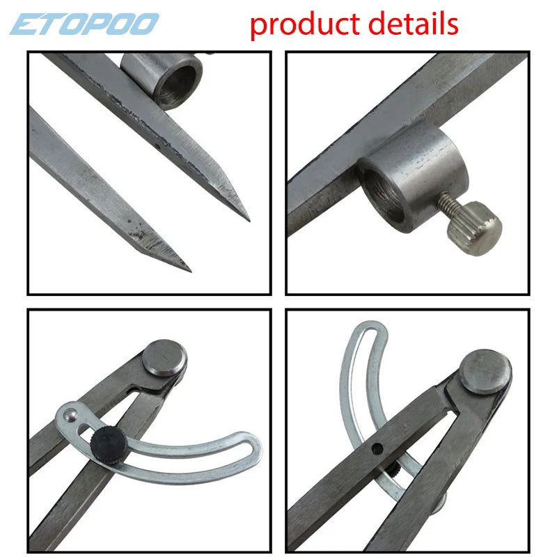 100/200/300mm Precision Wing Divider Scribe Tool with Pencil Holder for Geometry, Wood, Metal and Leather