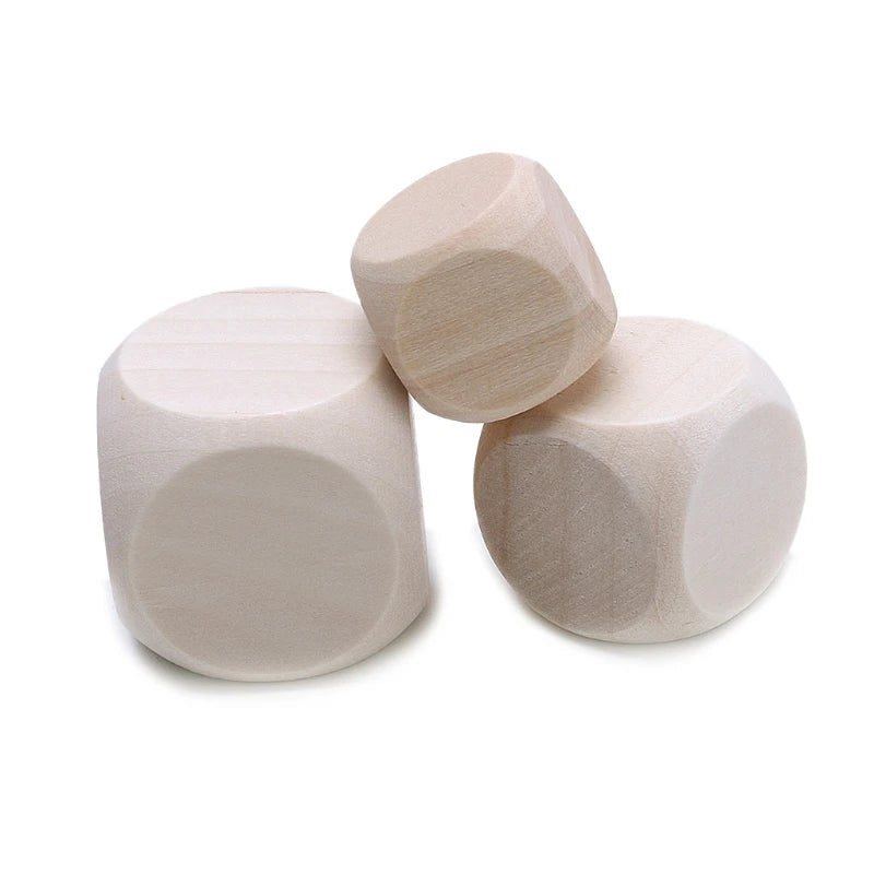 5Pcs Sided Blank Wood Dice Party Family DIY Games Printing Engraving Kid Toys