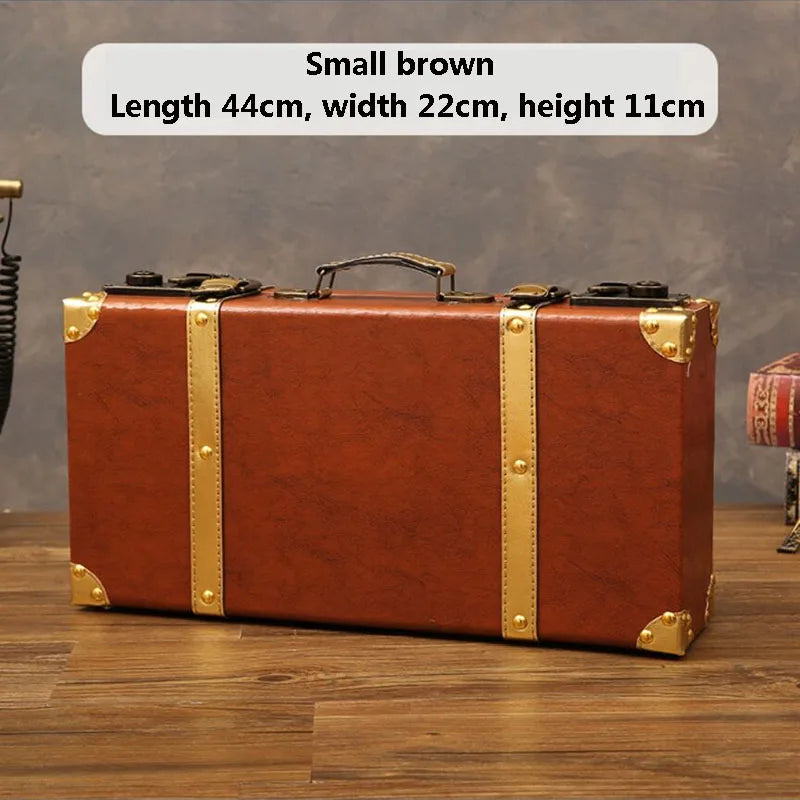 Customized Luxury Vintage Trunk Suitcase Red Travel Leather Luggage Valises Fashion Large Capacity Clothes Storage Prop Box