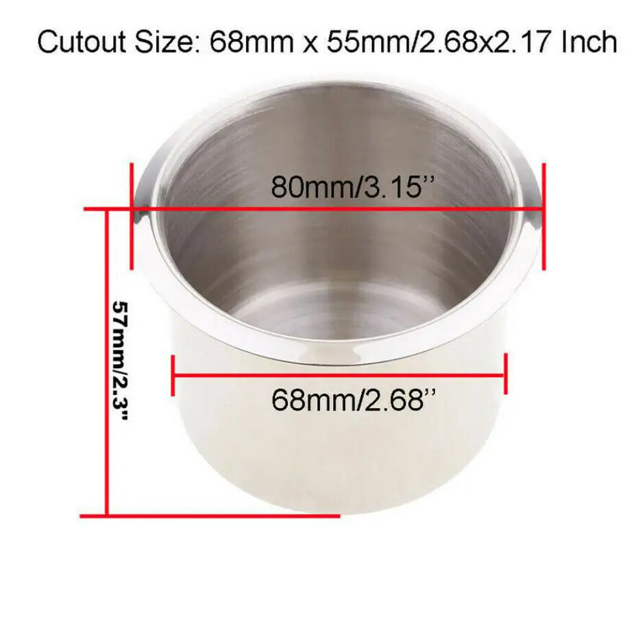 Stainless Steel Marine Boat RV Cup Water / Drink Bottle Holder Rustproof Universal Car Water Cup Holder 68MM