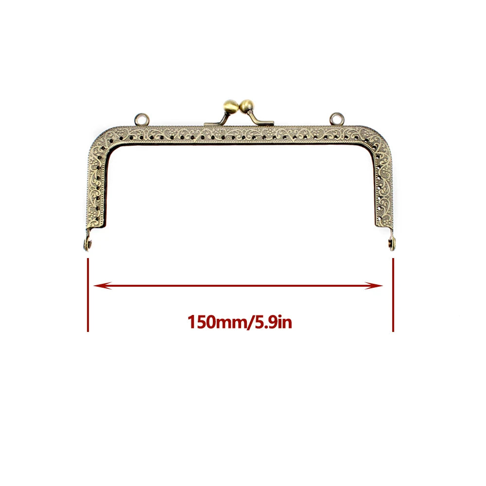 5Pcs 8.5/10.5/12.5/15/18/20.5CM Rectangle Embossing Alloy Metal Kiss Purse Frame Durable Bronze Sewing Clasp For Bag Purse