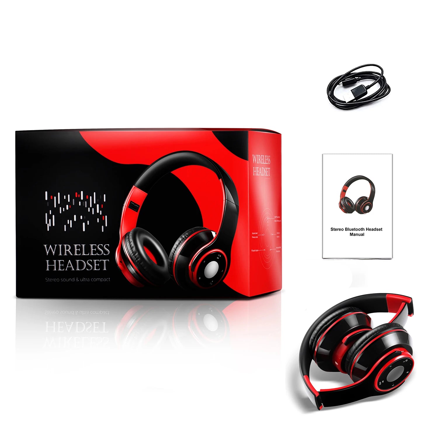 Best Colorful Earphones Wireless Bluetooth 5.3 Headsets Built-in Mp3 Player Foldable Sport Headphones Stereo Sound For Cellphone
