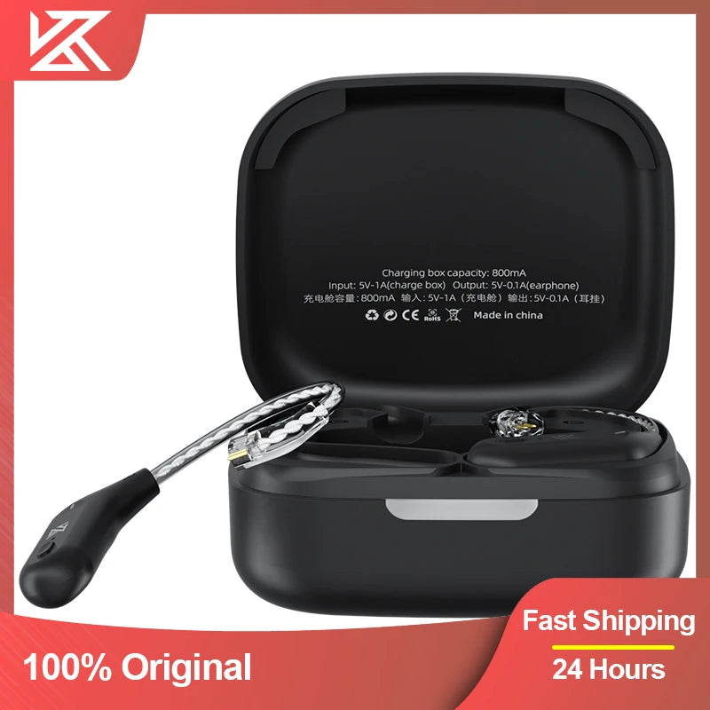KZ AZ09 Bluetooth 5.2 Wireless Upgrade Cable  HIFI Wireless Ear Hook With Charging Case For KZ TRN CCA Earphones Headset ZAX ZSX