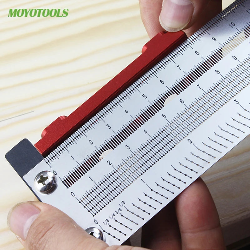 High-Precision Scale Ruler T-Type Hole Ruler Stainless Woodworking 100mm 200mm Scribing Mark Line Gauge Carpenter Measuring Tool