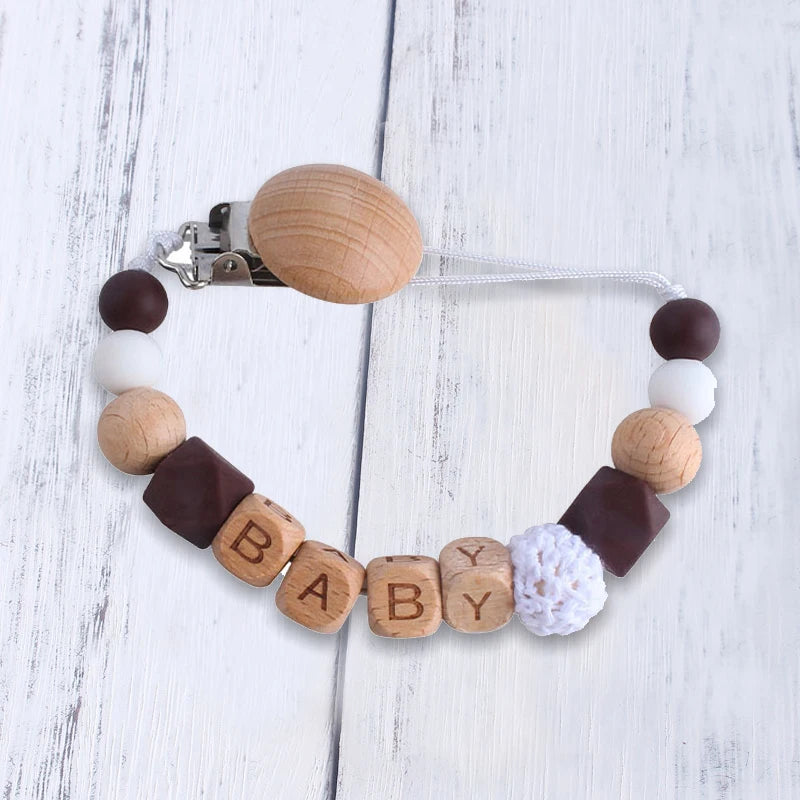 Baby Pacifier Clip Holder Free personalized name Food Silicone Teething With Newborn Gift Anti-drop Chain