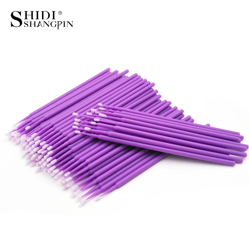 100 Pcs/Bag Durable Micro Cleaner Eyelash Extension Makeup Brushes Individual Applicators Mascara Removing Tools Swabs