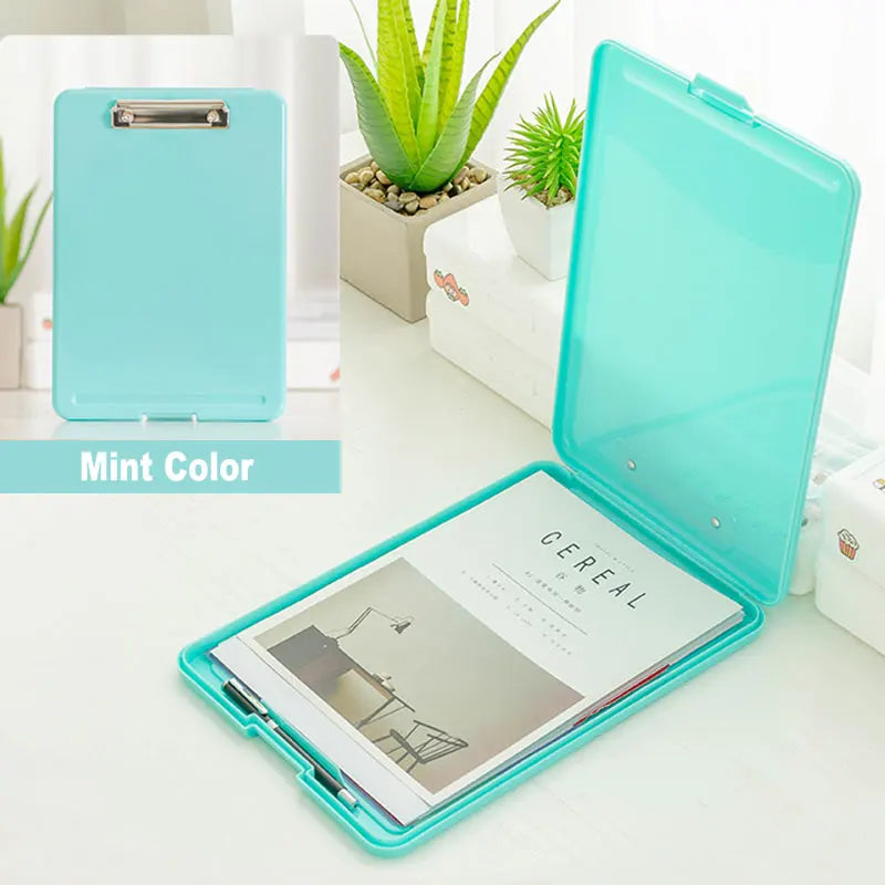 A4 Paper File Document Storage Box With Folder Clip Writing Board WordPad Office School Stationery Holder Organizer Case 8 Color