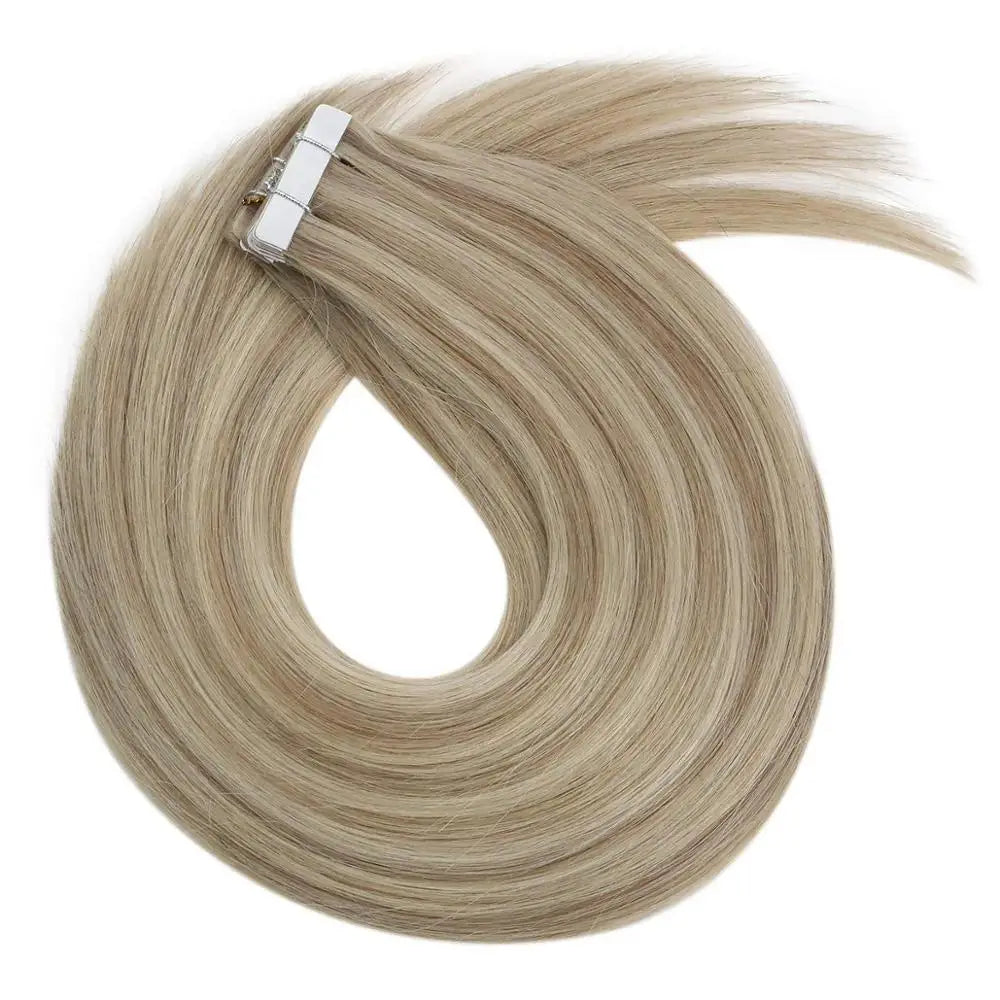 VeSunny Tape in Hair Extensions Human Hair Seamless Skin Weft Hair Extensions Double Sided Balayage Hair Color Adhesive Silky