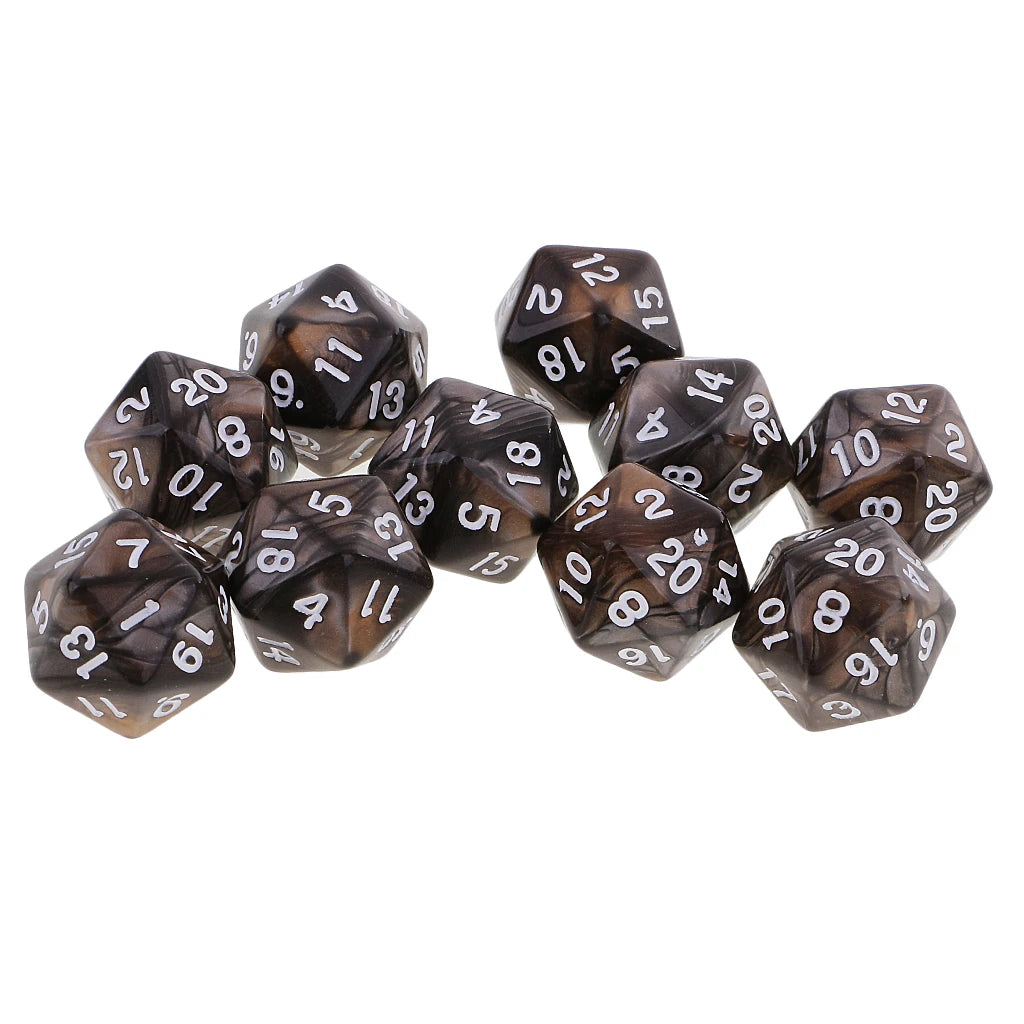 10pcs Polyhedral 20 Sided Dice D20 Dices RPG Dice Board Game Props Tabletop Gaming Supplies - Double Colors