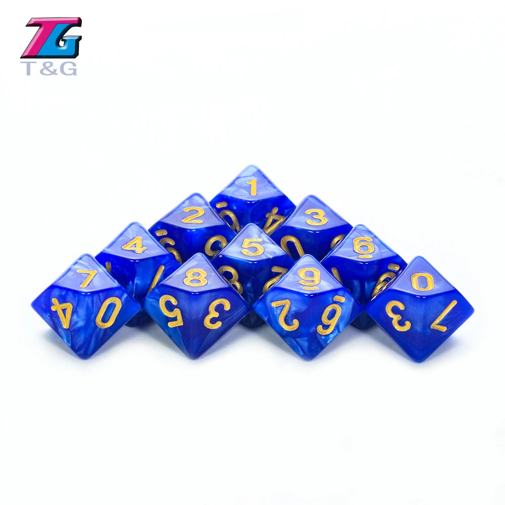 D10 Polyhedral Side Dice DND Games for Marble Transparent 10Pcs/Set for Funny Party Board Game