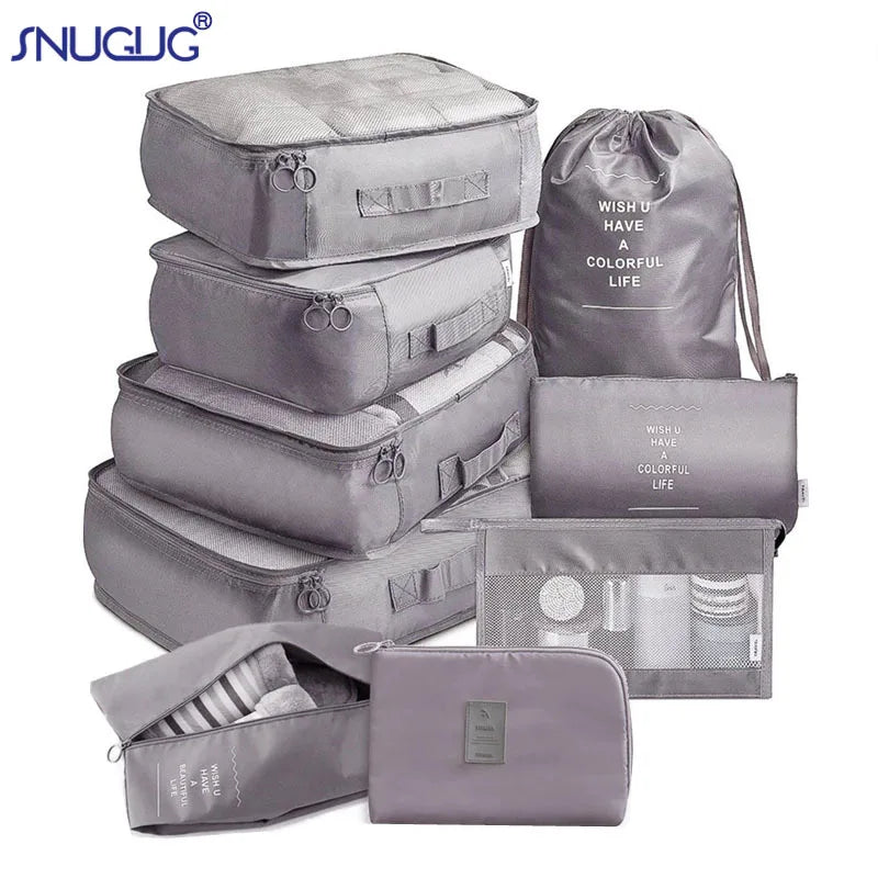 6/8/9pcs/Set Travel Organizer Storage Bags Suitcase Packing Set Storage Cases Luggage Organizer Clothes Bra Shoe Tidy Pouch Bag