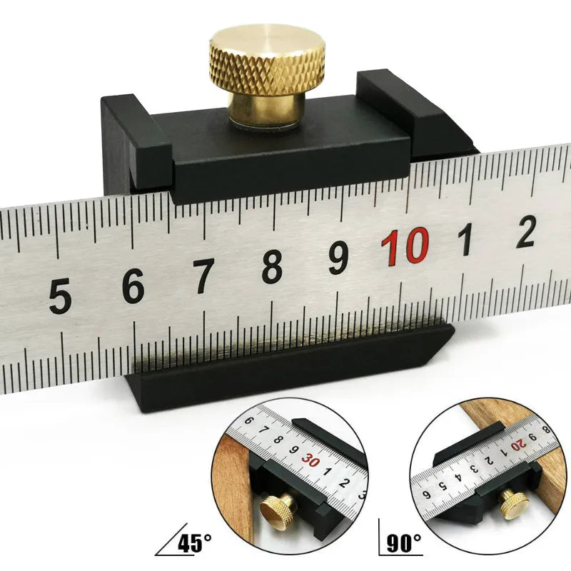 Steel Ruler Positioning Block Stop Block Woodworking Line Locator DIY Measuring Tool Fixed Steel Ruler W/ 300mm Carpentry Tools