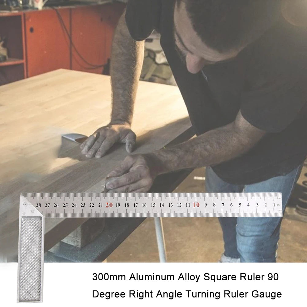 300mm Aluminum Alloy Square Ruler 90 Degree Right Angle Turning Ruler Woodworking Measuring Tools Gauge New