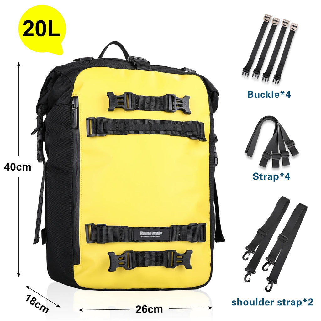 Rhinowalk Motorcycle Rear Seat Bag 10L/20L/30L Waterproof Motocross Luggage Pack Multi-Function Tail Bag with Raincover