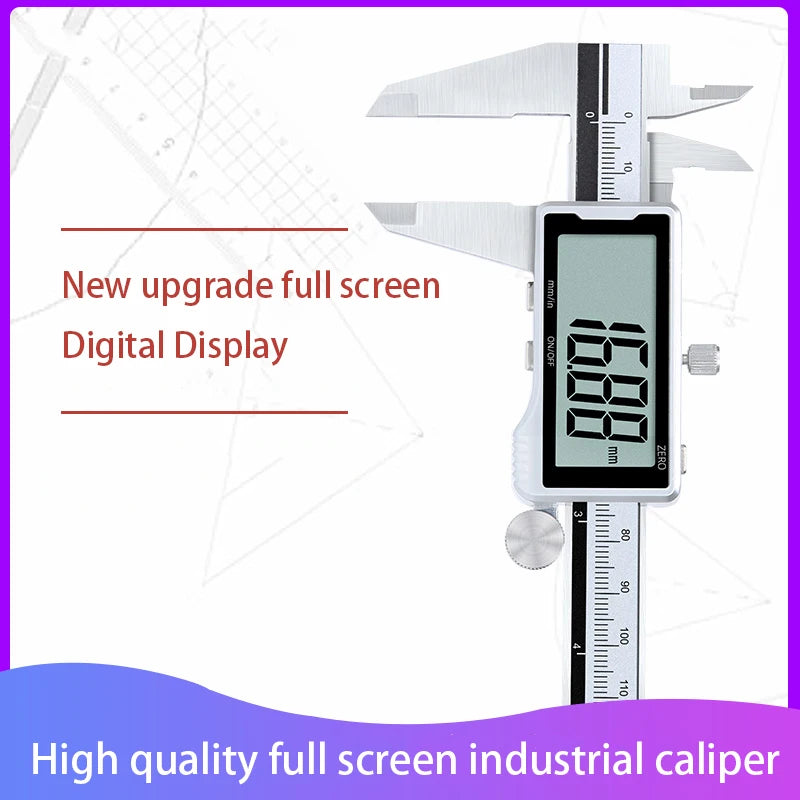 Electronic Digital Caliper HD Full Screen Full Metal 0-150/200/300mm Stainless Steel Vernier Caliper Precise Measurement Tool