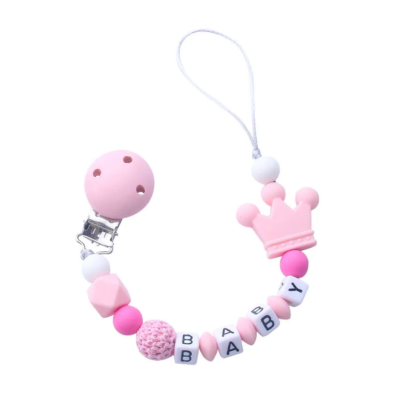 Baby Pacifier Clip Holder Free personalized name Food Silicone Teething With Newborn Gift Anti-drop Chain