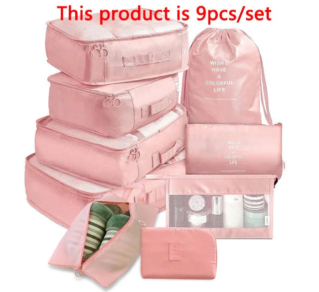 6/8/9pcs/Set Travel Organizer Storage Bags Suitcase Packing Set Storage Cases Luggage Organizer Clothes Bra Shoe Tidy Pouch Bag