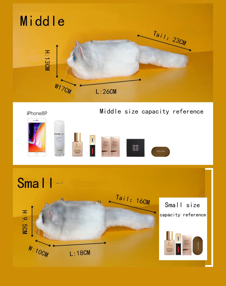 Women's luxury bags luxury designer handbag for Women's bag cat  Bags for women faux fur bag Irresistible you bag