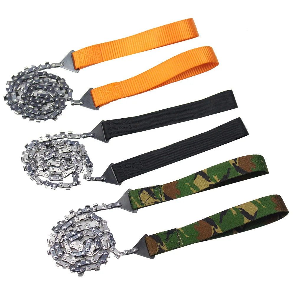 11/33 Teeth Portable Survival Chain Saw Chainsaws Emergency Camping Hiking Pocket Hand Saw Tool Pouch Outdoor Pocket Chain Saw