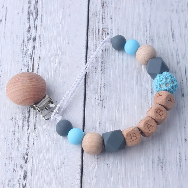 Baby Pacifier Clip Holder Free personalized name Food Silicone Teething With Newborn Gift Anti-drop Chain