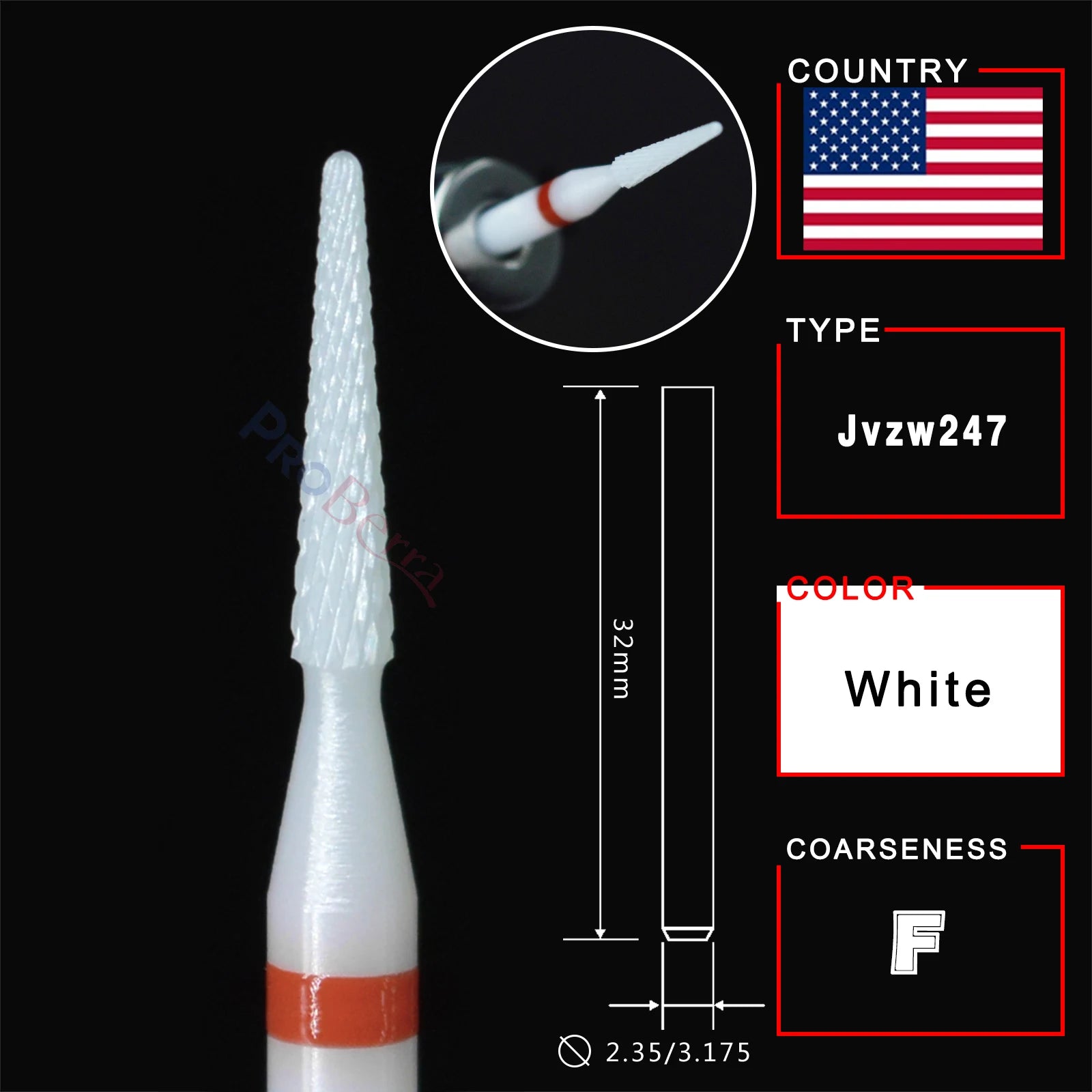 RolinStar Ceramic Cuticle Clean Cutter edge dead skin  Manicure Pedicure milling Accessories Burr remove Nail drill bit