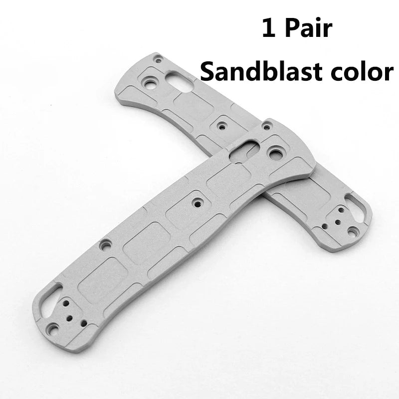 1 Pair Aluminum Alloy Rectangle Pattern Folding Knife Handle Grip Patches Scales for Benchmade Bugout 535 Knives Non-Slip Shank