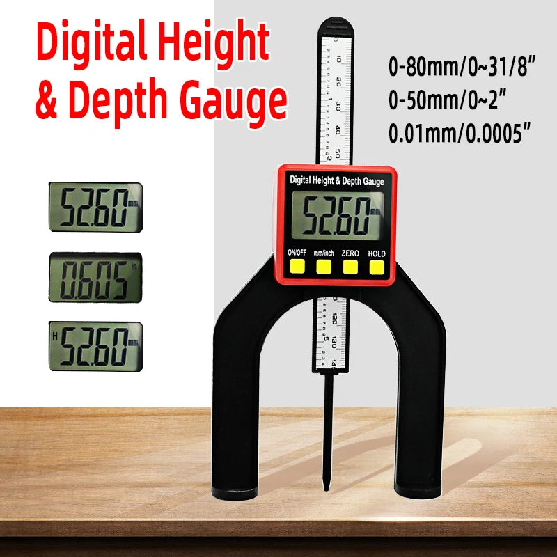 Digital Depth Gauge Digital Tread Depth Gauge LCD Magnetic Self Standing Aperture 80mm Hand Routers