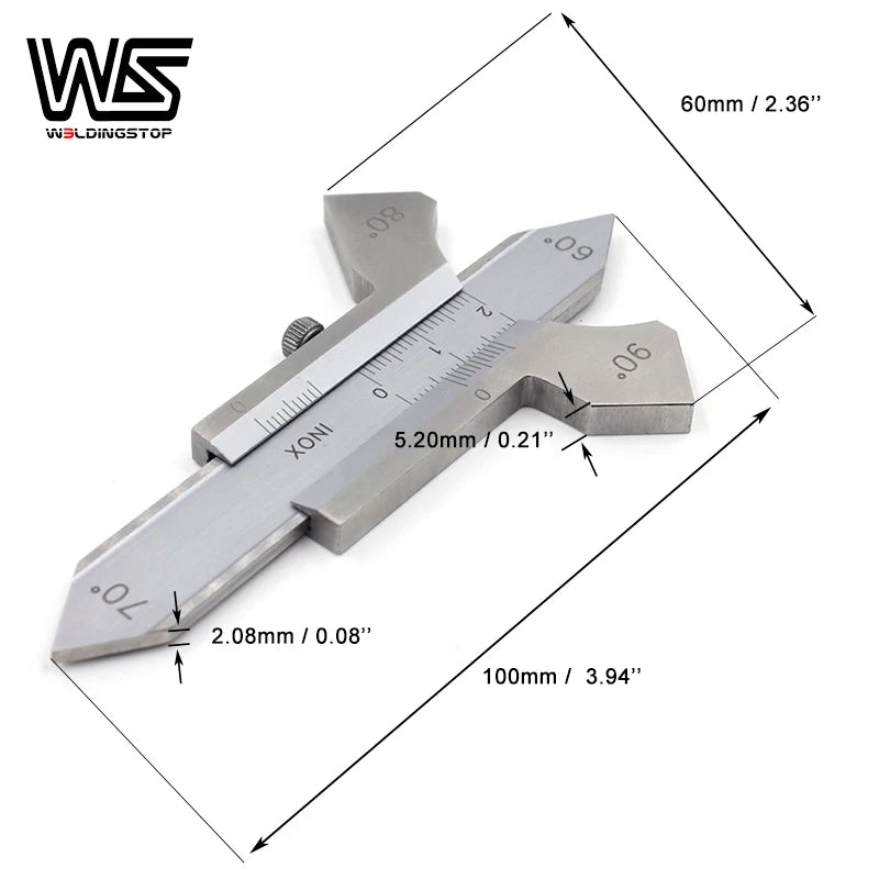WS-30 Manual Welding Seam Gauge 60 70 80 90 Degree Angle Weld Ruler Inspection Gage