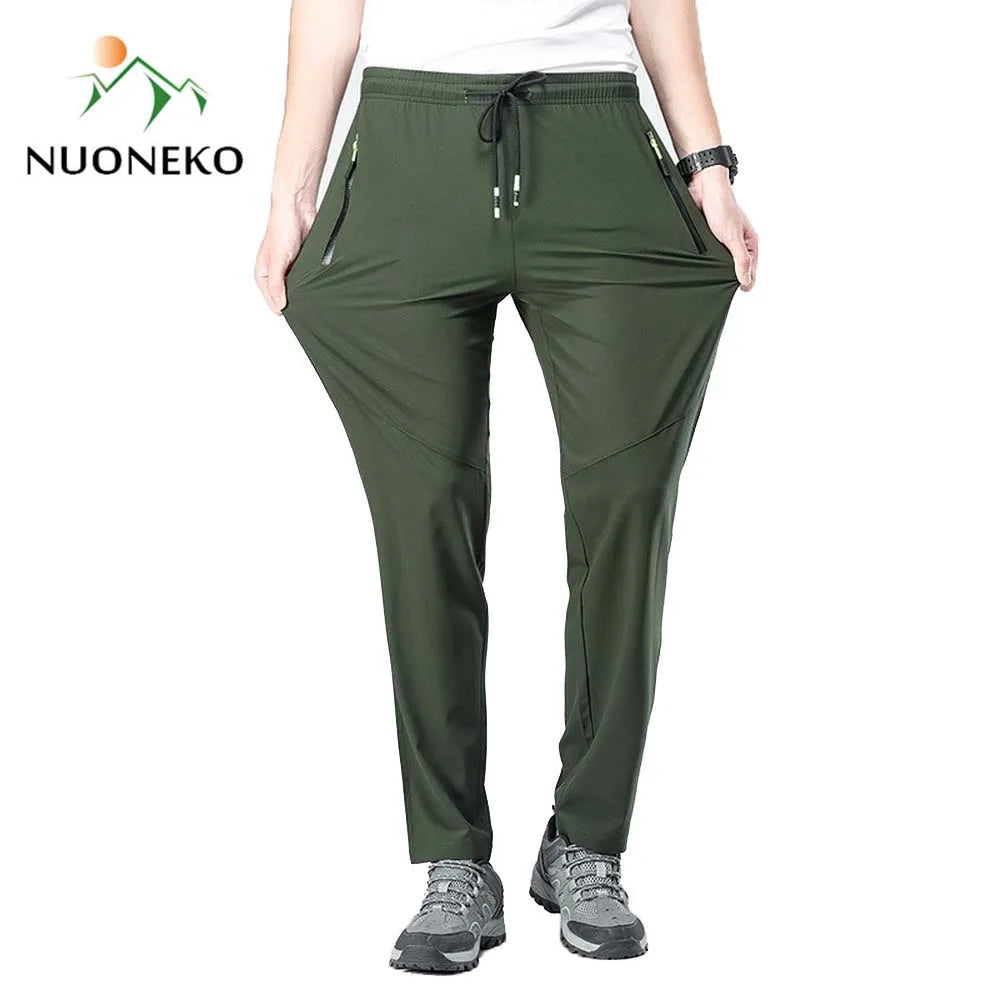 NUONEKO Breathable Hiking Pants Men Summer Stretch Quick Dry Outdoor Male Mountain Climbing Fishing Trekking Tourism Trousers