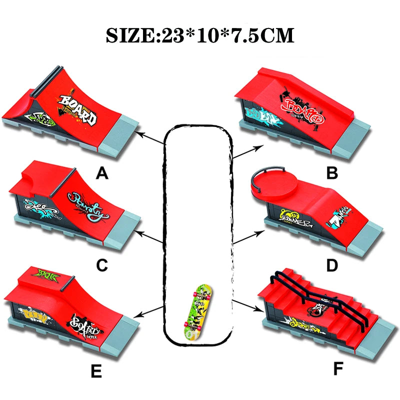 10 In 1 Finger Skateboards DIY Skate Park Ramp Parts Tech Deck Scene Venue Combination Set For Children Indoor Home Toys