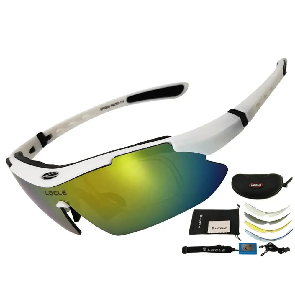 LOCLE Hiking Glasses UV400 Polarized Sunglasses Men Tactical Shooting Goggles Fishing Climbing Sport Glasses Cycling Goggles