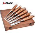 EZARC 6Pcs Wood Chisel Tool Sets Woodworking Carving Chisel Kit with Premium Wooden Case for Carpenter Craftsman Gift for Men