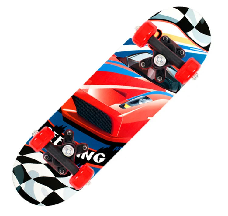 60CM Skateboard Beginner Kids Cartoon Skateboard Maple Wood Deck Skate Board Outdoor Long Board Double Rocker Skateboard Child