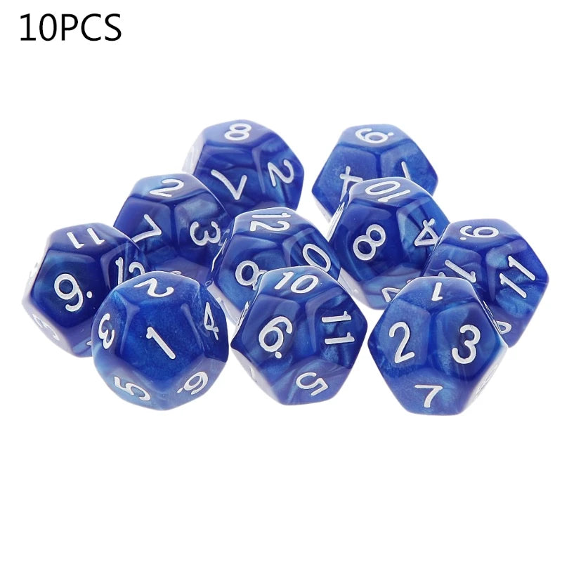 10pcs 12 Sided Dice D12 Polyhedral Dice Family Party RPG Board Game Accessories