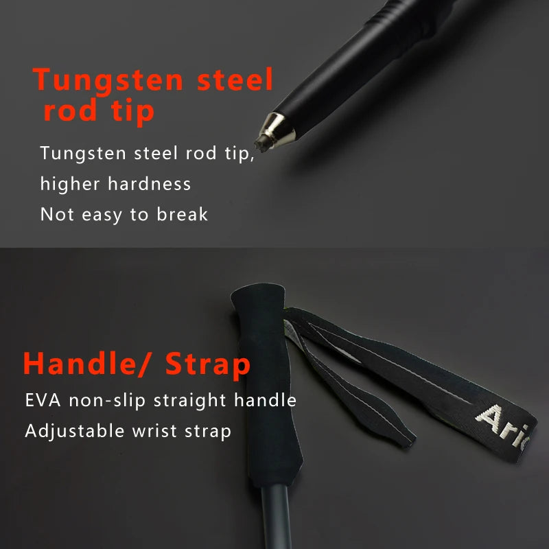 Aricxi Flip Locks Ultralight adjustable Trekking Pole Hiking Pole Trail Running Walking Stick Carbon Fiber