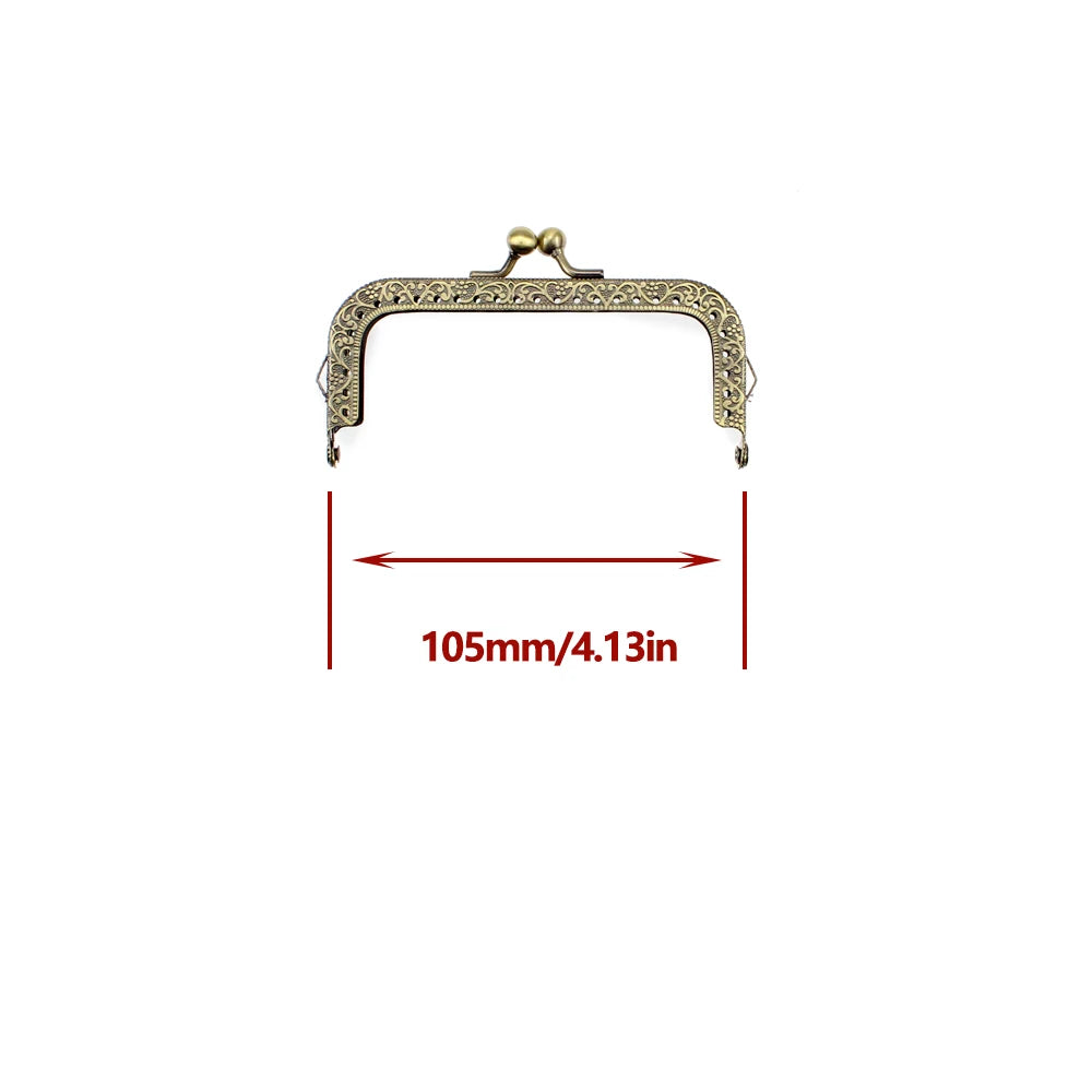 5Pcs 8.5/10.5/12.5/15/18/20.5CM Rectangle Embossing Alloy Metal Kiss Purse Frame Durable Bronze Sewing Clasp For Bag Purse