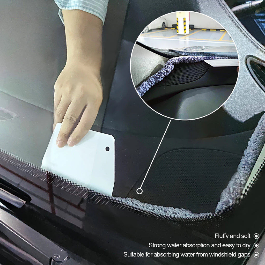 FOSHIO 300CM Car Wash Water Absorbed Drying Rope Soft Fiber Detailing Brush Auto Front Rear Windshield Glass Cleaning Cord Tool