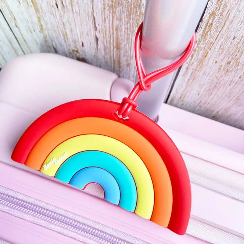 Newest Travel Accessories  Cute Rainbow Luggage Tag Silica Gel Suitcase ID Address Holder Baggage Boarding Tag Portable Label