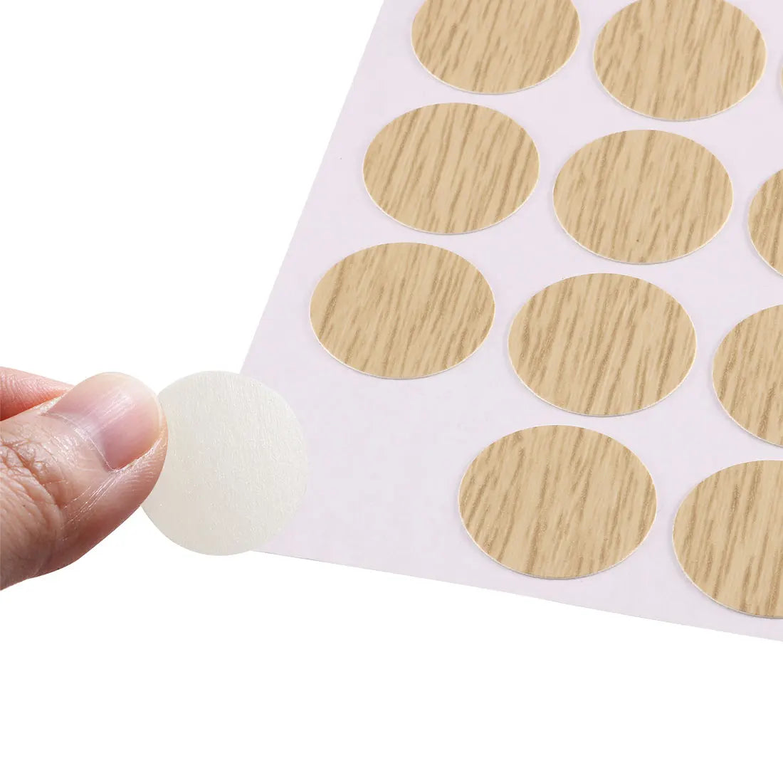 Uxcell 54 in 1 Self-adhesive Screw Hole Stickers,1-Table Self-adhesive Screw Covers Caps Dustproof Sticker 21mm Deep Oak