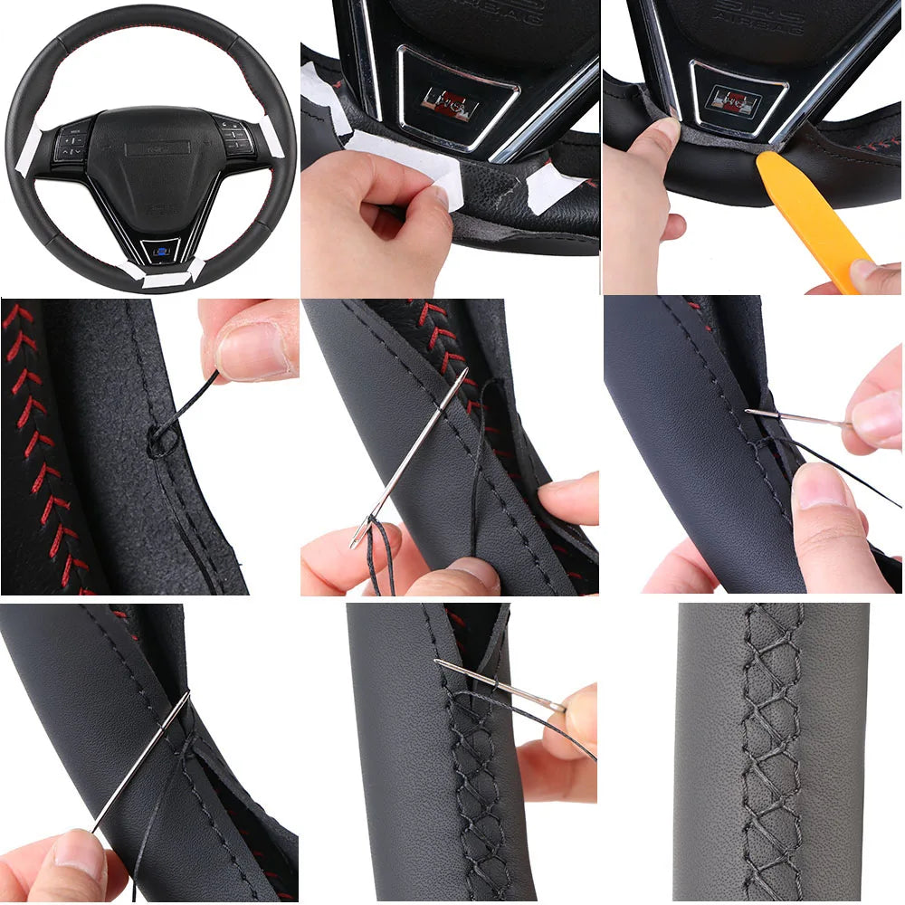Customized Car Steering Wheel Cover For Nissan QASHQAI X-Trail Nissan NV200 Rogue Black Leather Braid For Steering Wheel